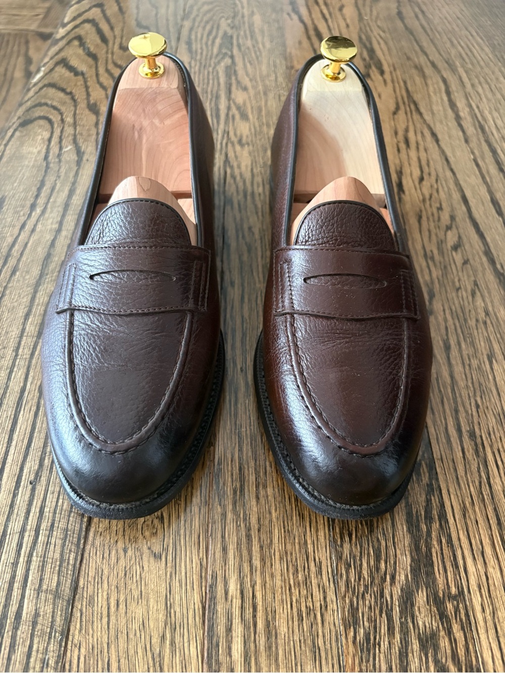 Malfroid Dark Brown Grained Leather Penny Loafers